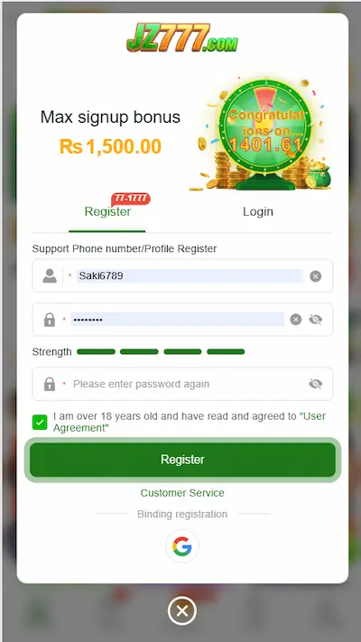 JZ777 Game Login